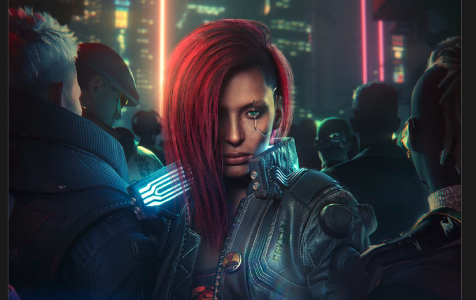 Cyberpunk 2077 city street press screenshot